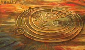 Deryk Houston, painting of his Peace Sanctuary land art (detail).